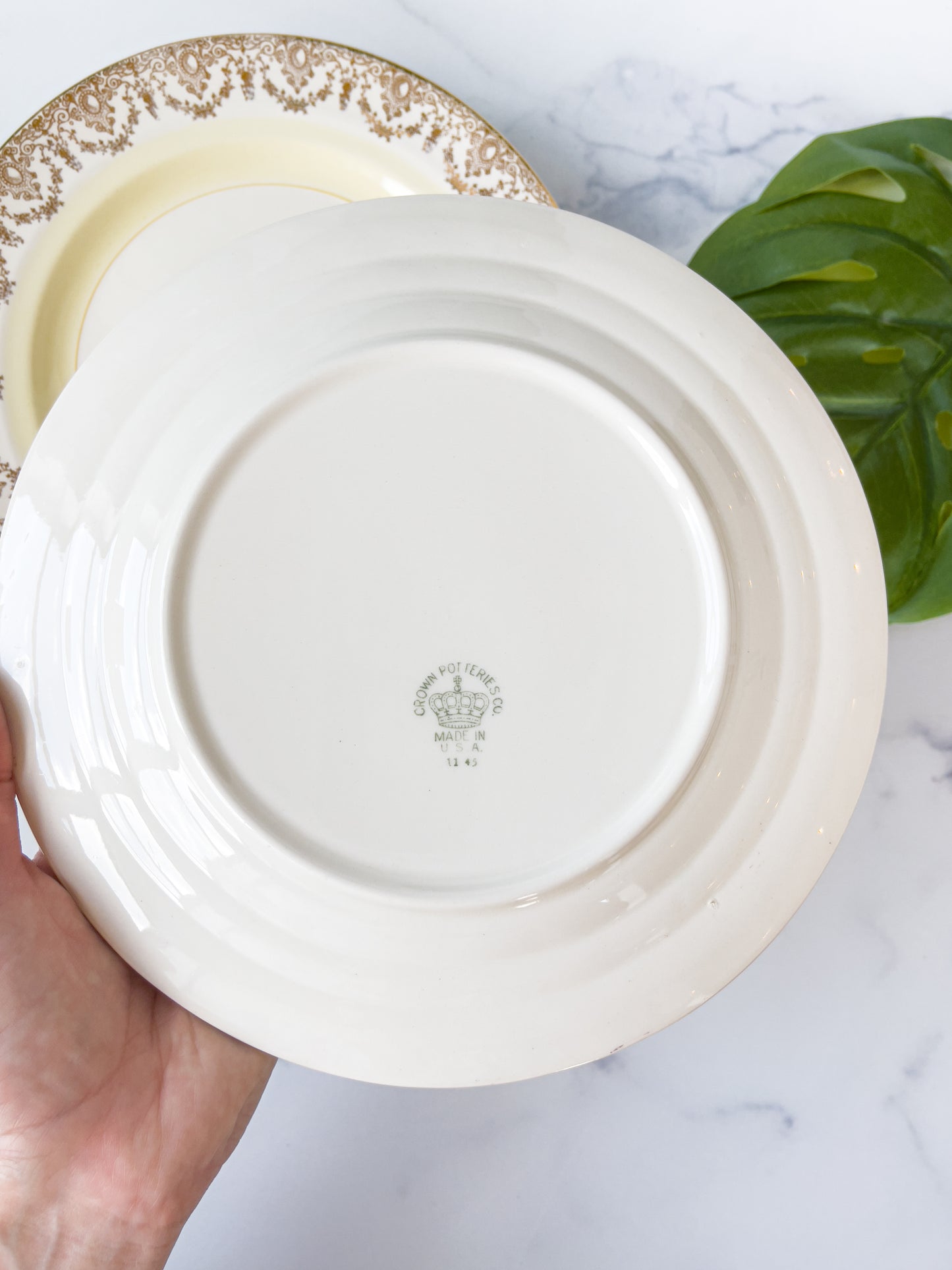 Set of 6 Crown Potteries Filigree & Floral Dinner Plates