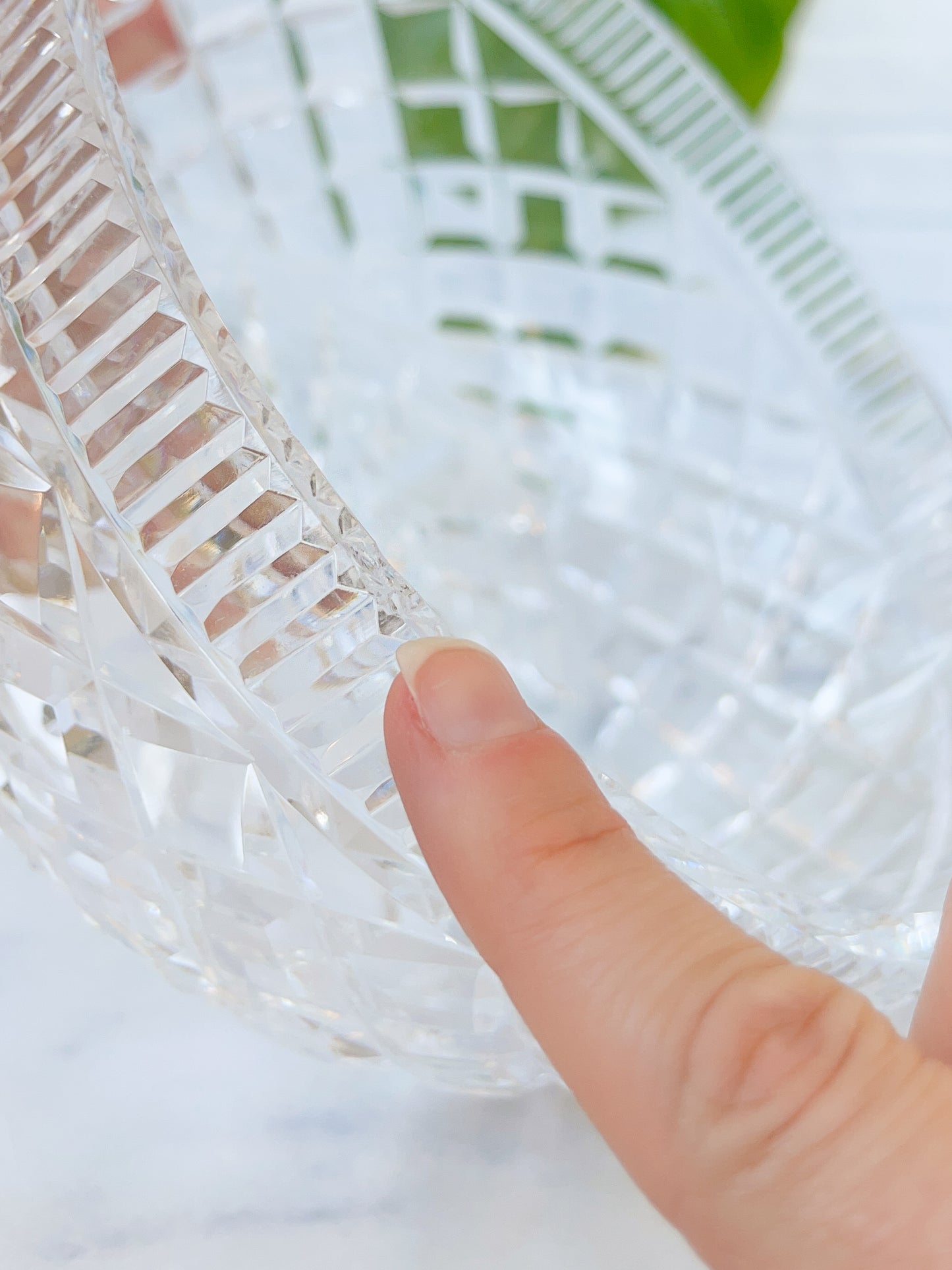 grid-cut crystal serving bowl