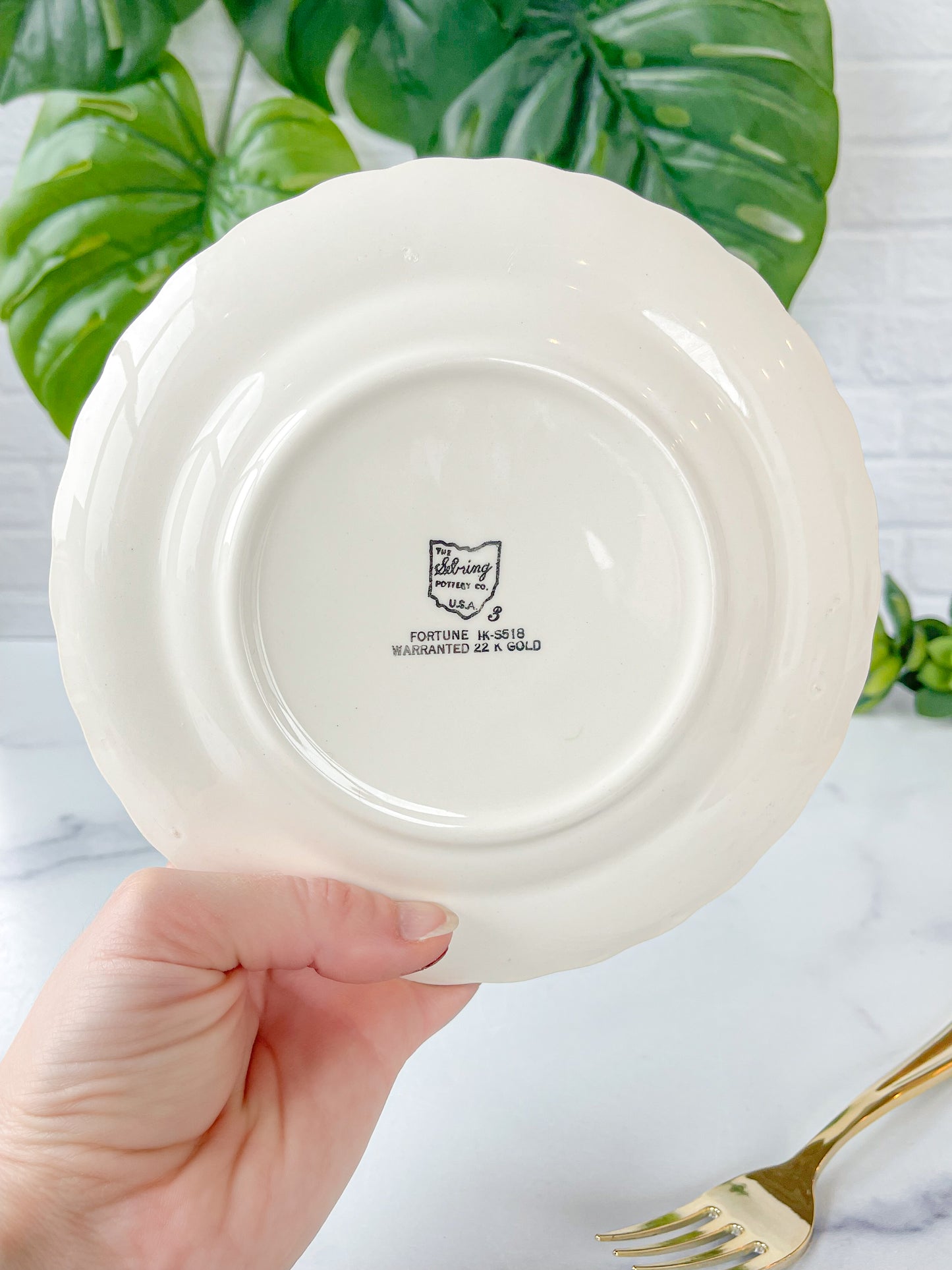 sebring pottery 22k gold "fortune" plates