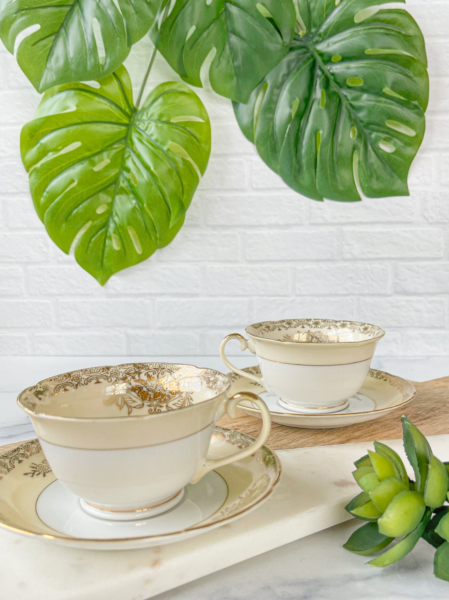 ivory and gold cup & saucer - golden china