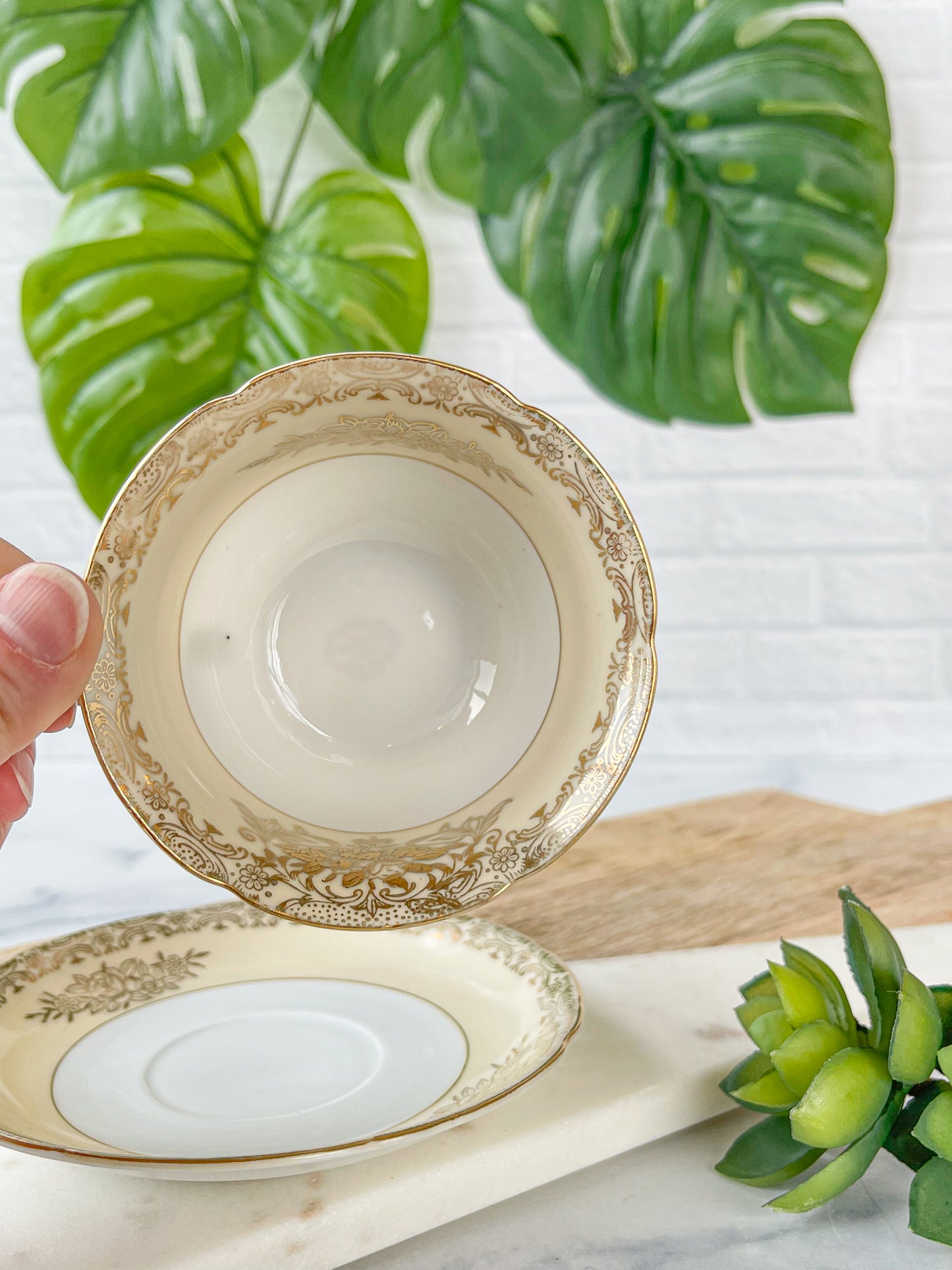 ivory and gold cup & saucer - golden china