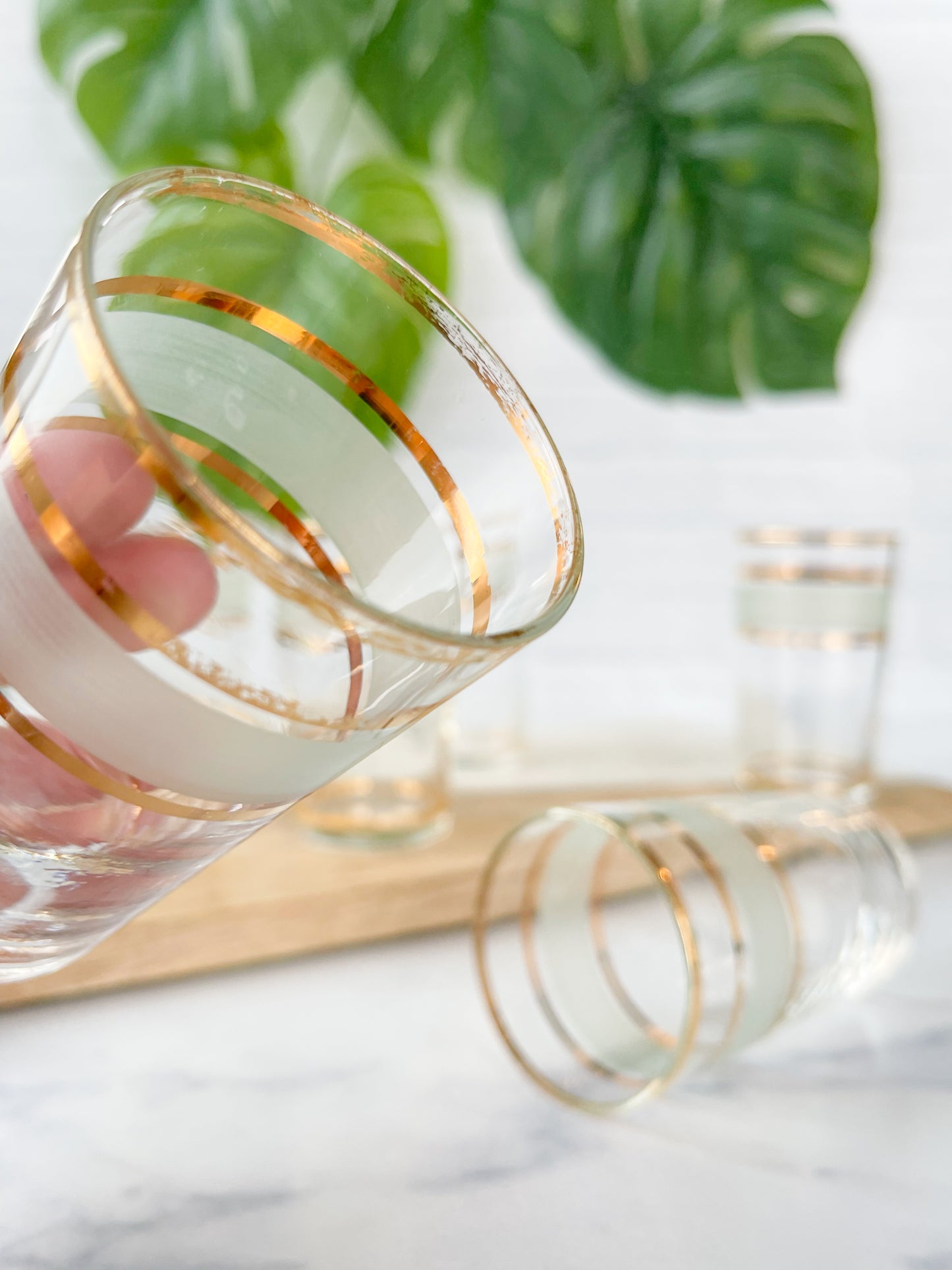 gold & mint striped glasses