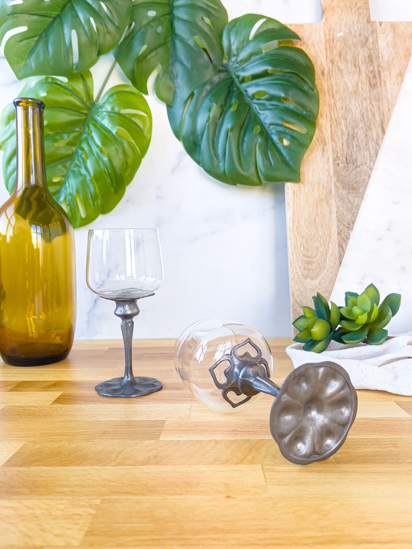 pair of art noveau cocktail glasses