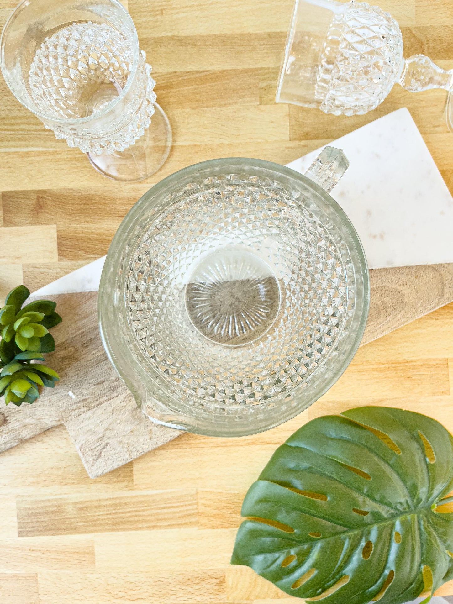 indiana glass "diamond point" goblets