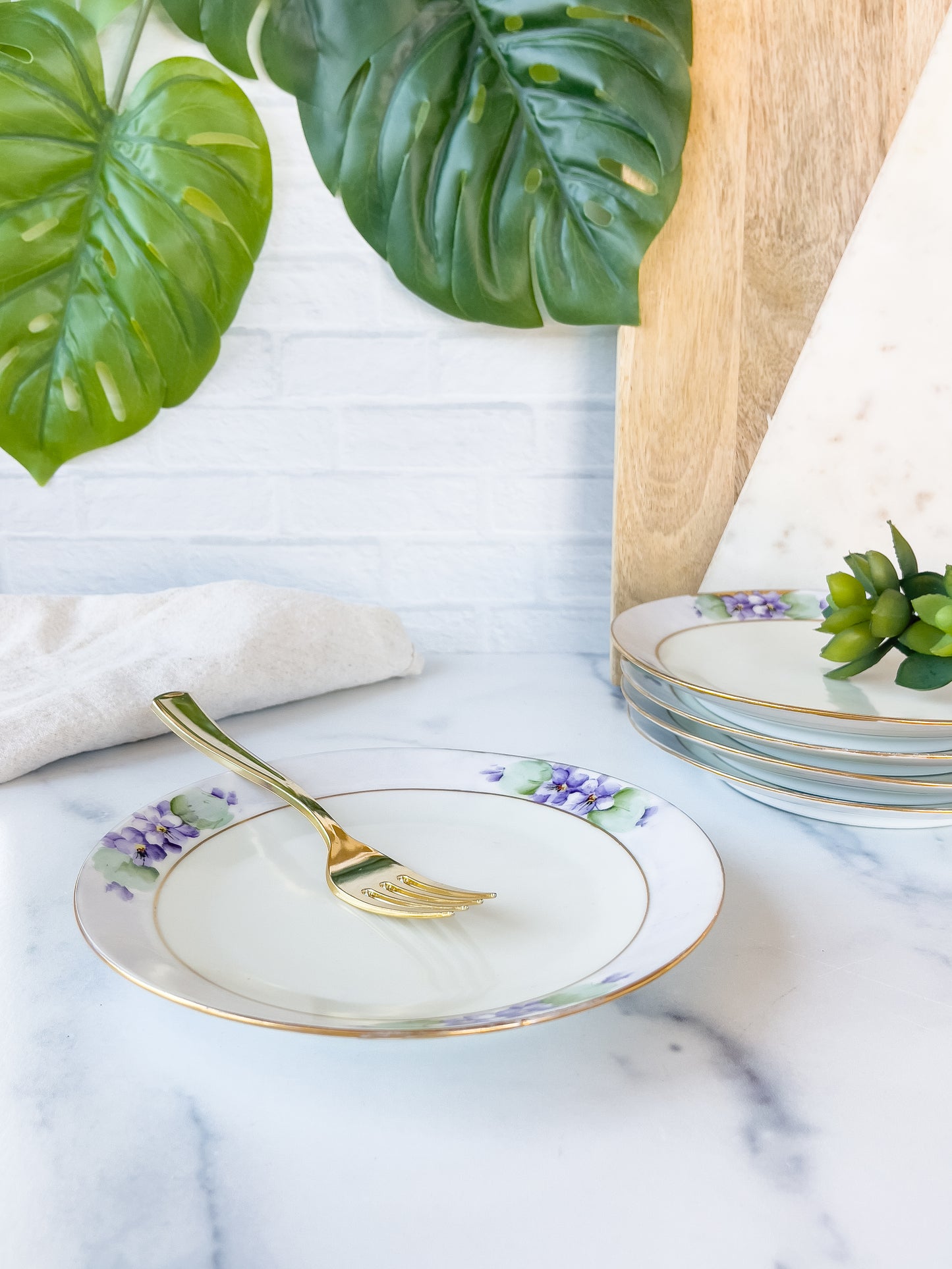 set/5 hand-painted bavarian dessert plates