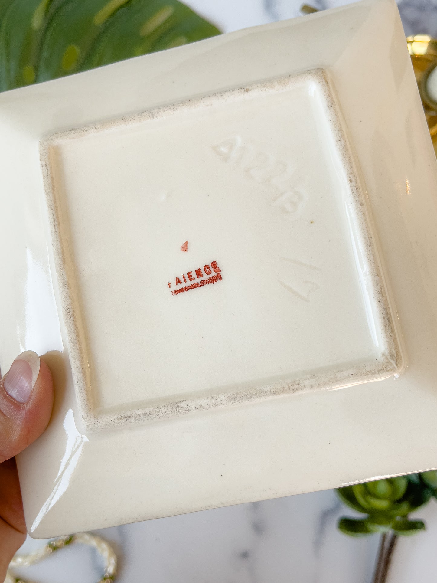 square floral chintz plate