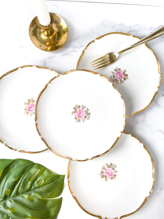 Set of 4 Seyei China "Gloria" Dessert Plates