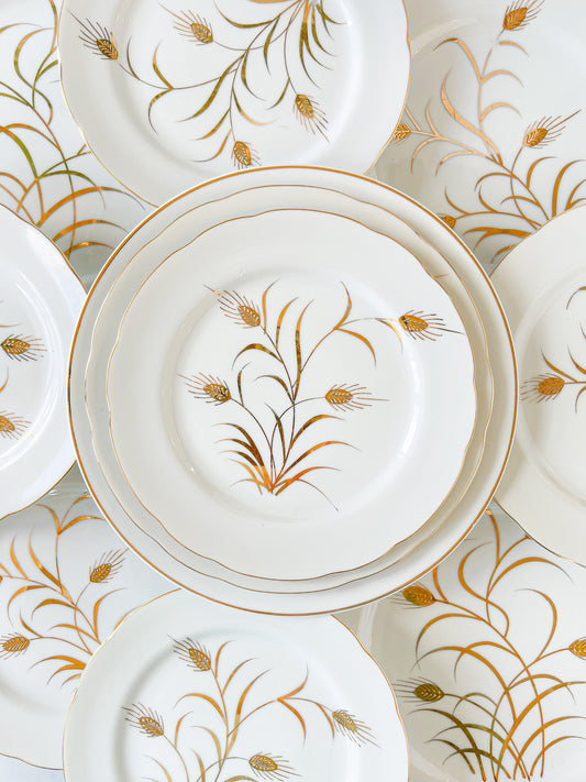 lefton gold "wheat" dinner / luncheon / salad plates