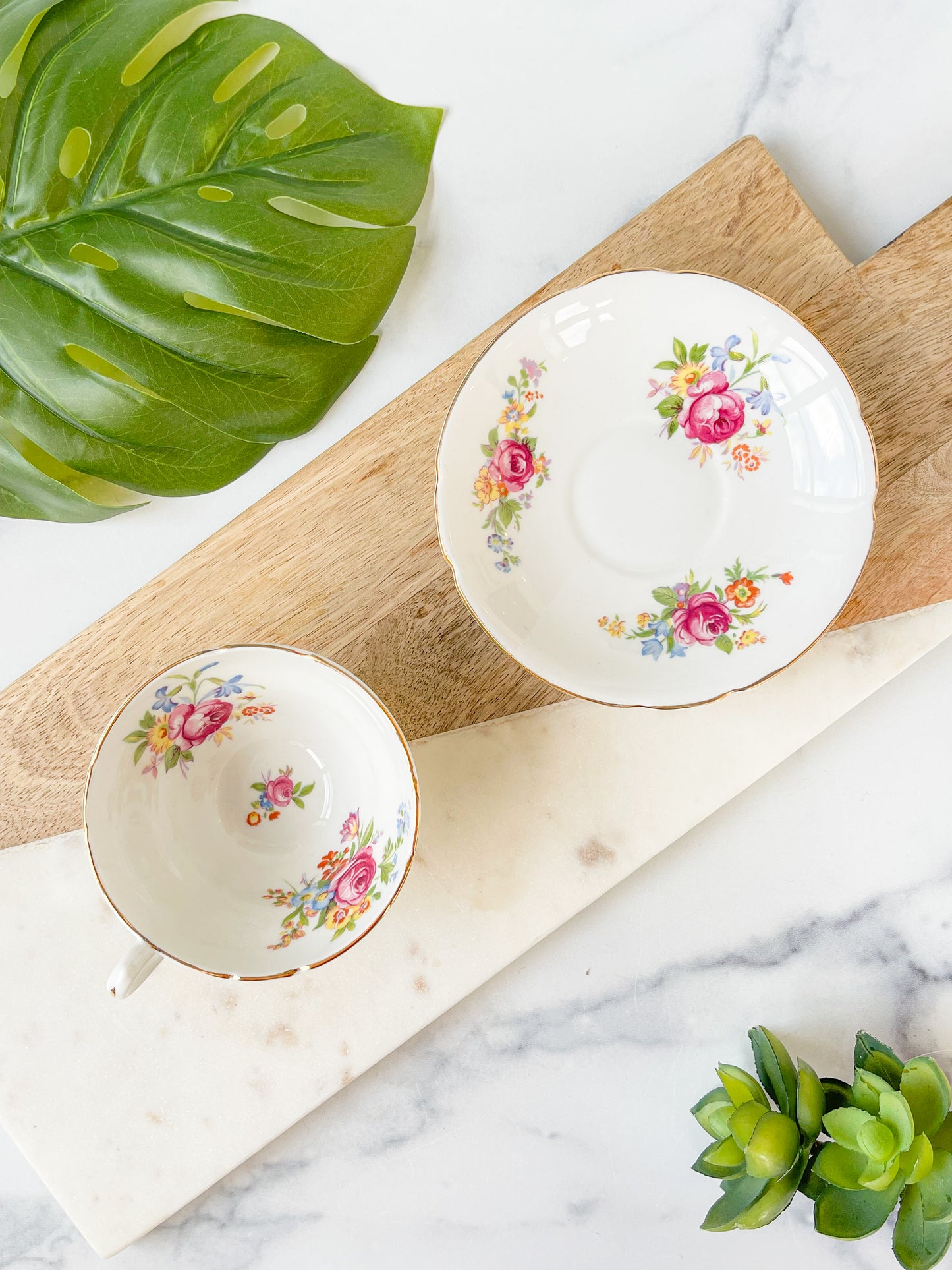 spring flowers cup & saucer - stanley bone china