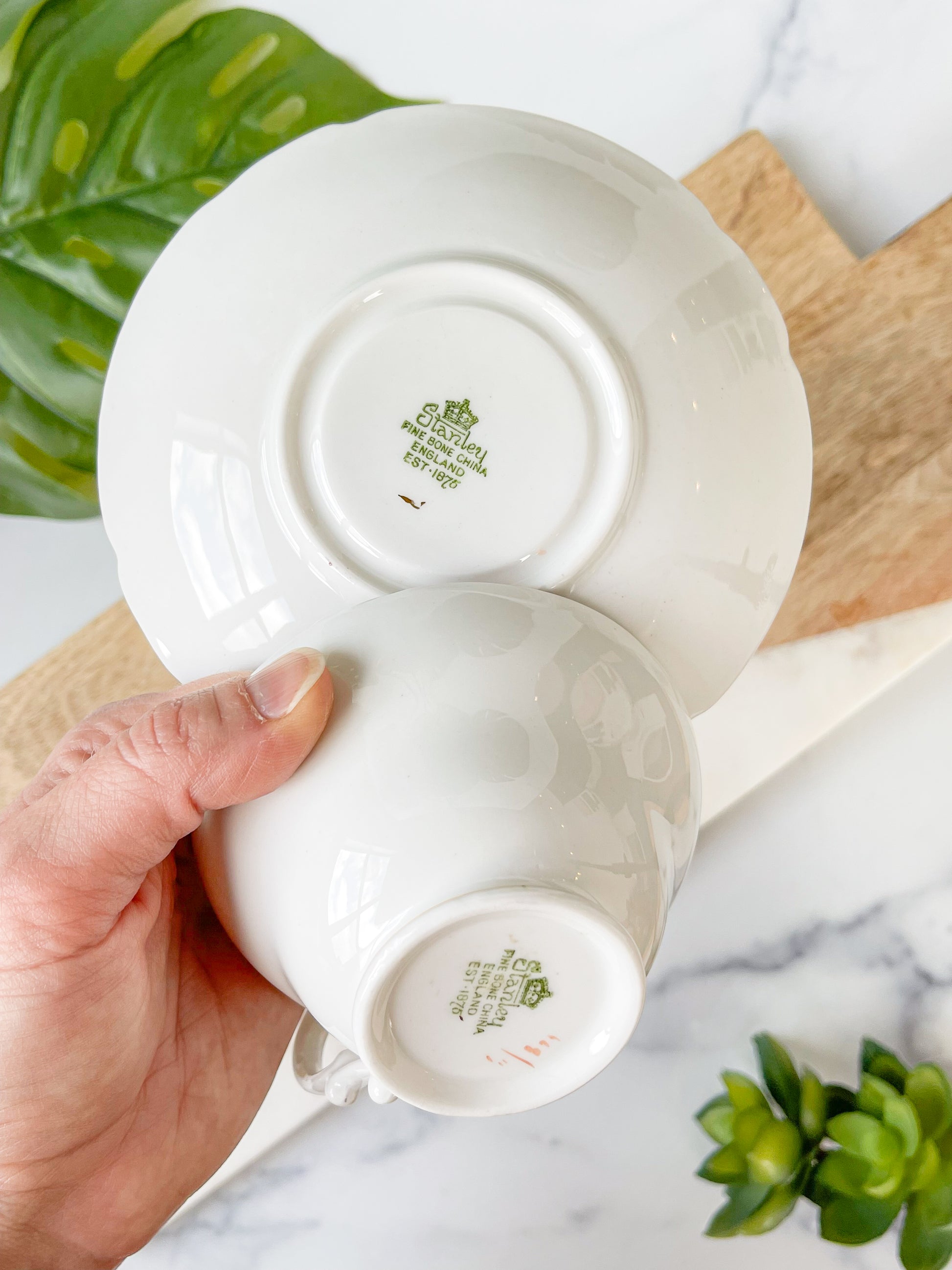 spring flowers cup saucer stanley bone china - Main Image