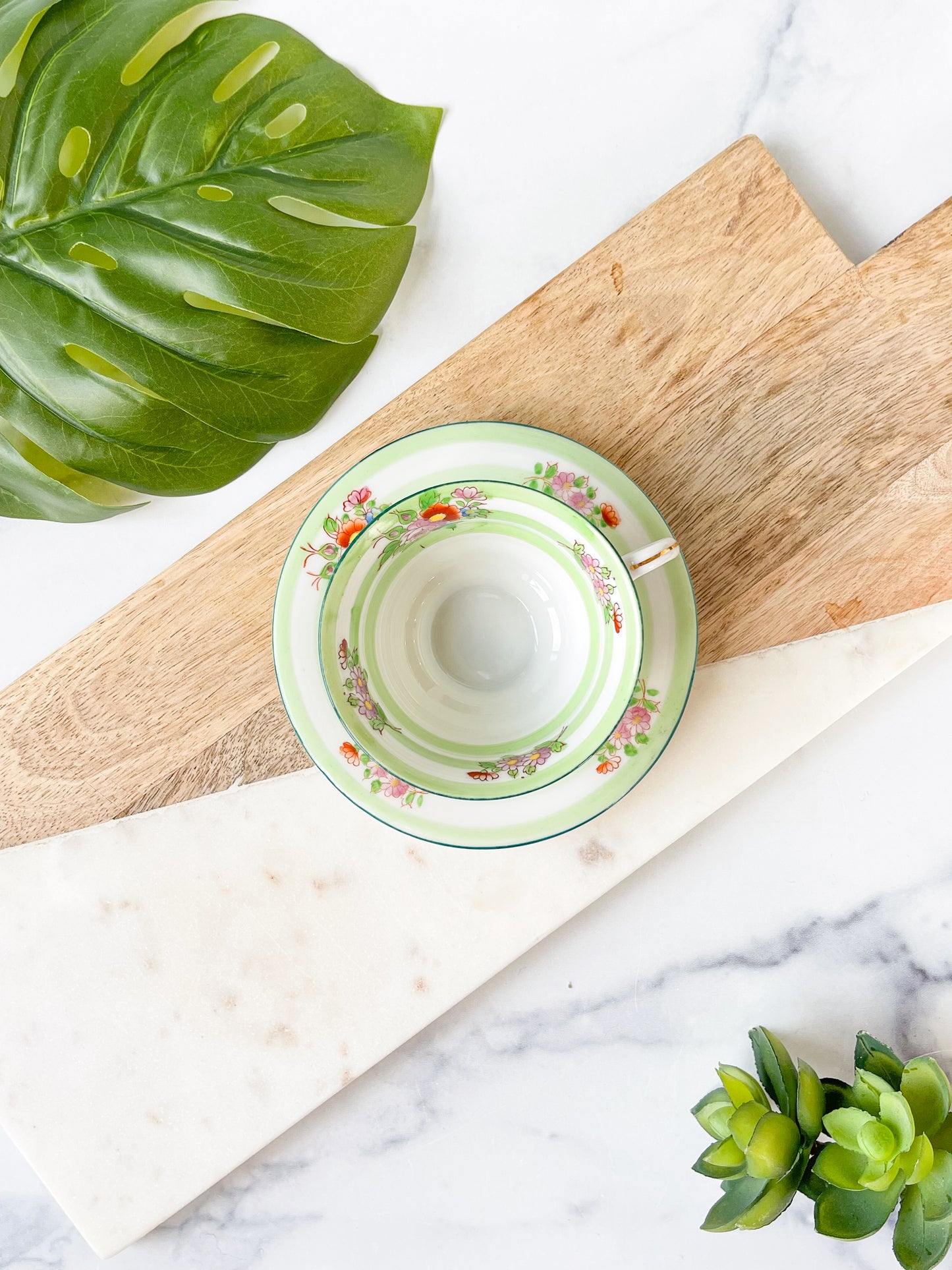 green striped cup & saucer - coronation china