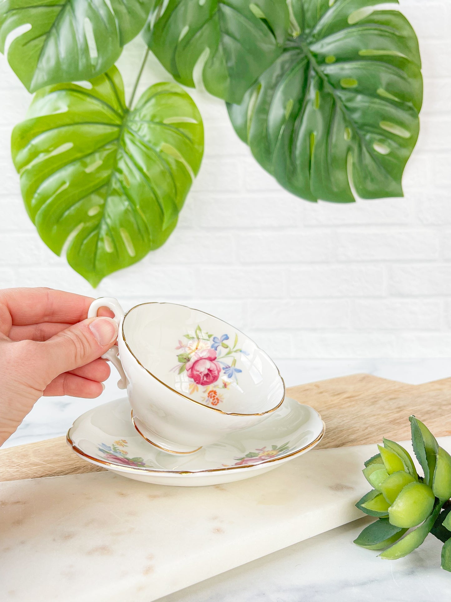 spring flowers cup saucer stanley bone china