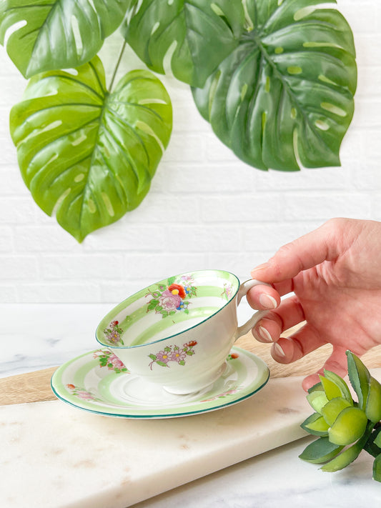 green striped cup & saucer - coronation china