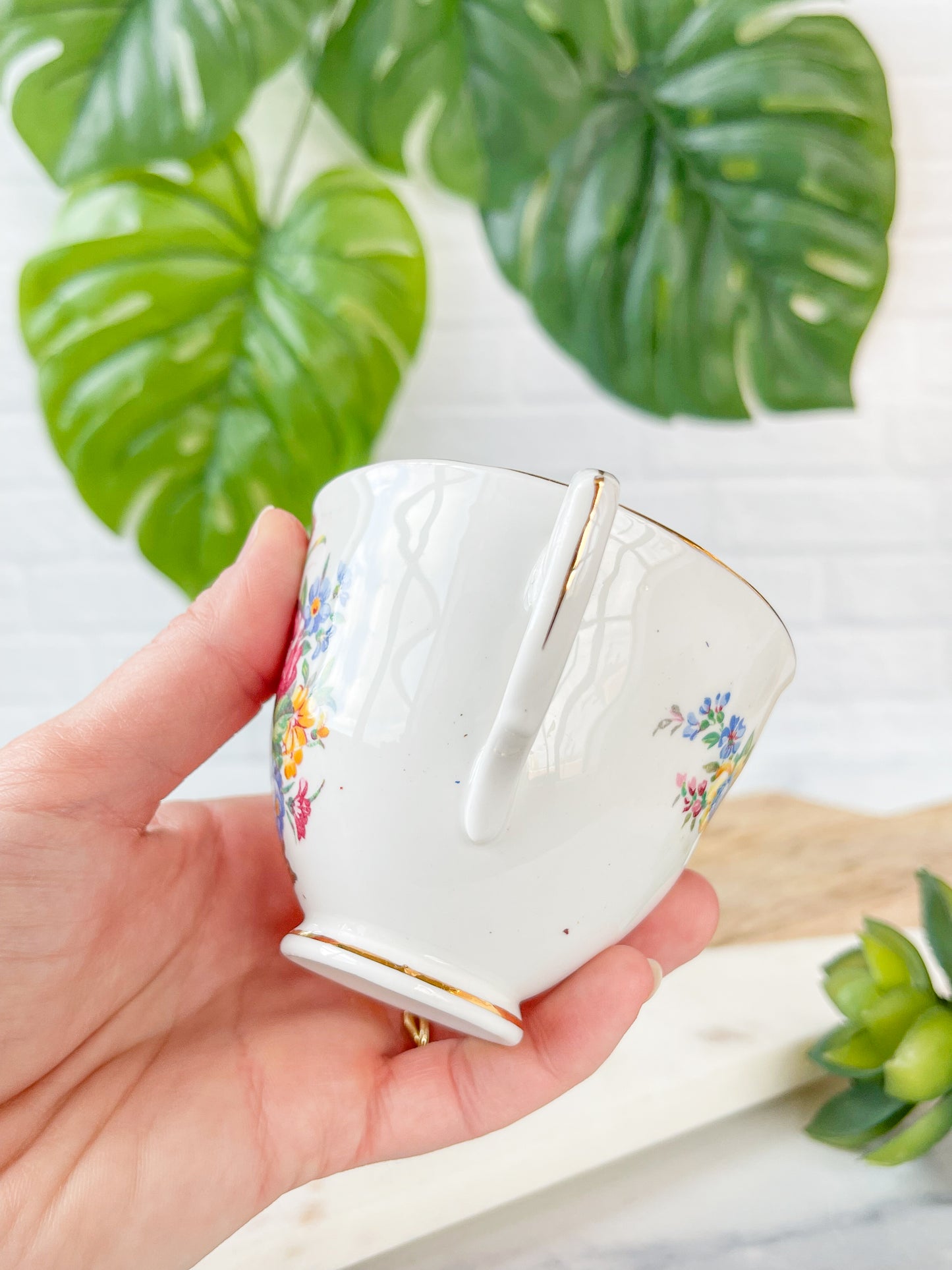 scalloped floral cup & saucer - royal stuart