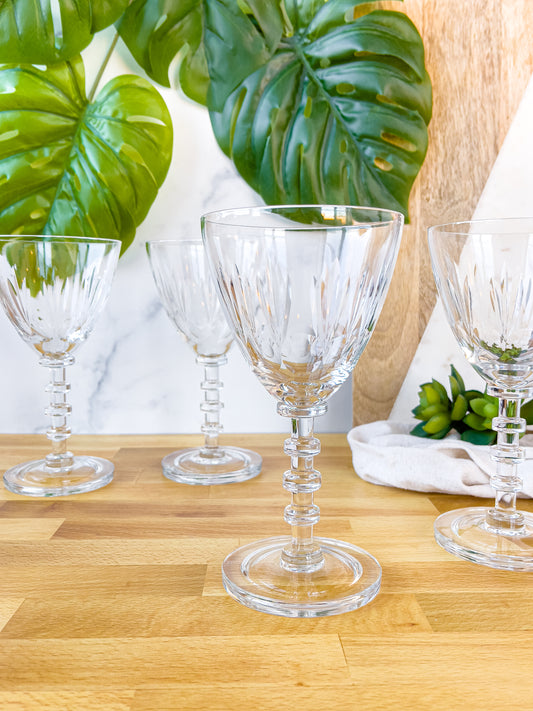 set of 4 stacked stem wine goblets