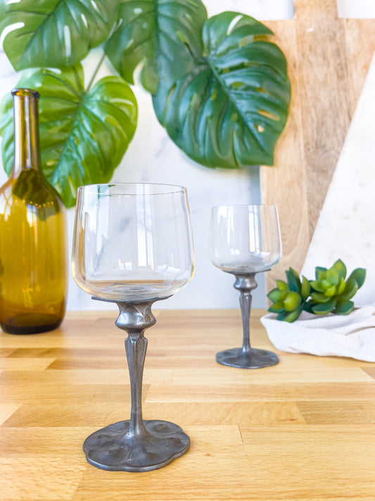 pair of art noveau cocktail glasses