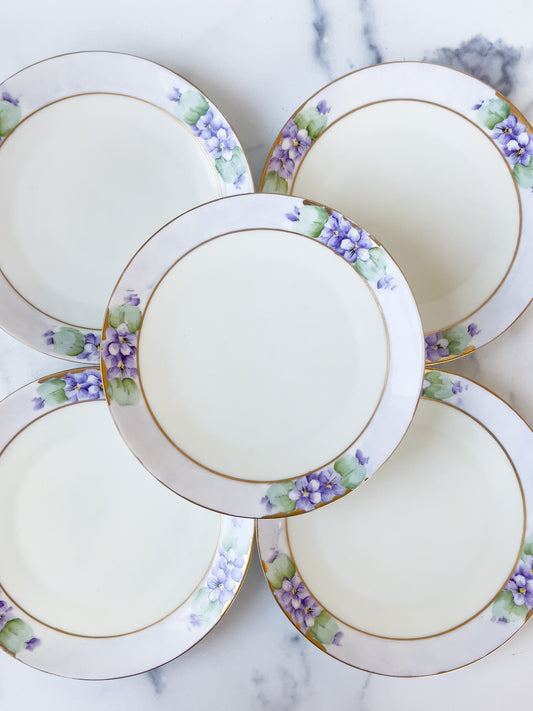 set/5 hand-painted bavarian dessert plates